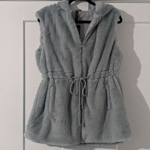 Faux fur vest with drawstring waist